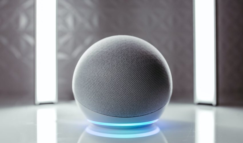 close up photo of gray round speaker